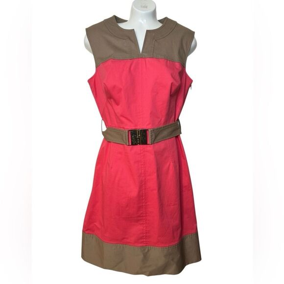 Milly Colorblock Belted Notch Neck Mini Sheath Dress - Picture 5 of 12
